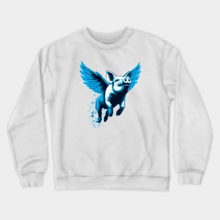 Blue flying pig Crewneck Sweatshirt